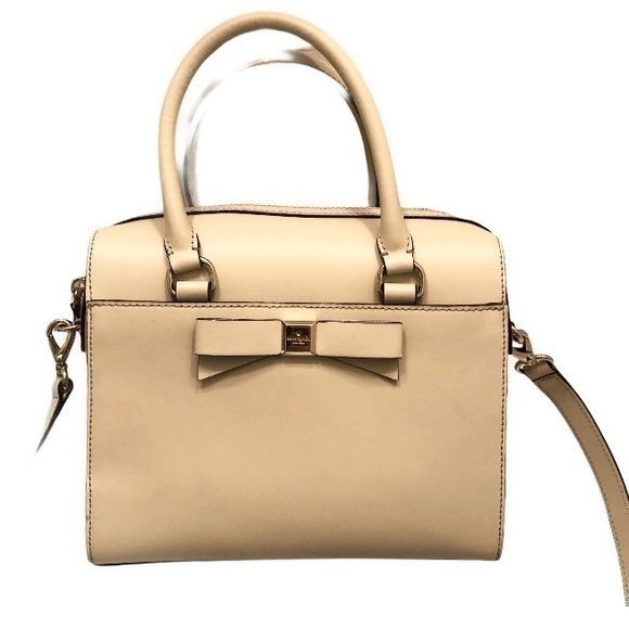 Kate spade cream leather bow two way bag w/strap